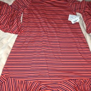 LuLaRoe Large Maureen in Pink with Navy Stripes
